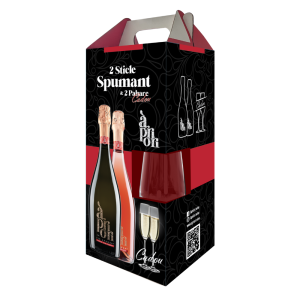 Apriori Set Spumant Muscat Alb & Muscat Rose + 2 Pahare + Gift Box