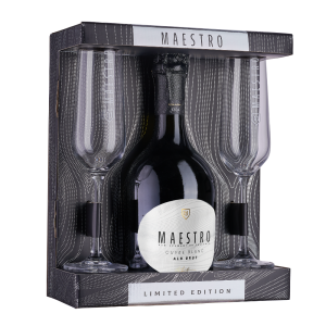 Apriori Set Spumant Maestro Cuvee Blanc + 2 Pahare + Gift Box